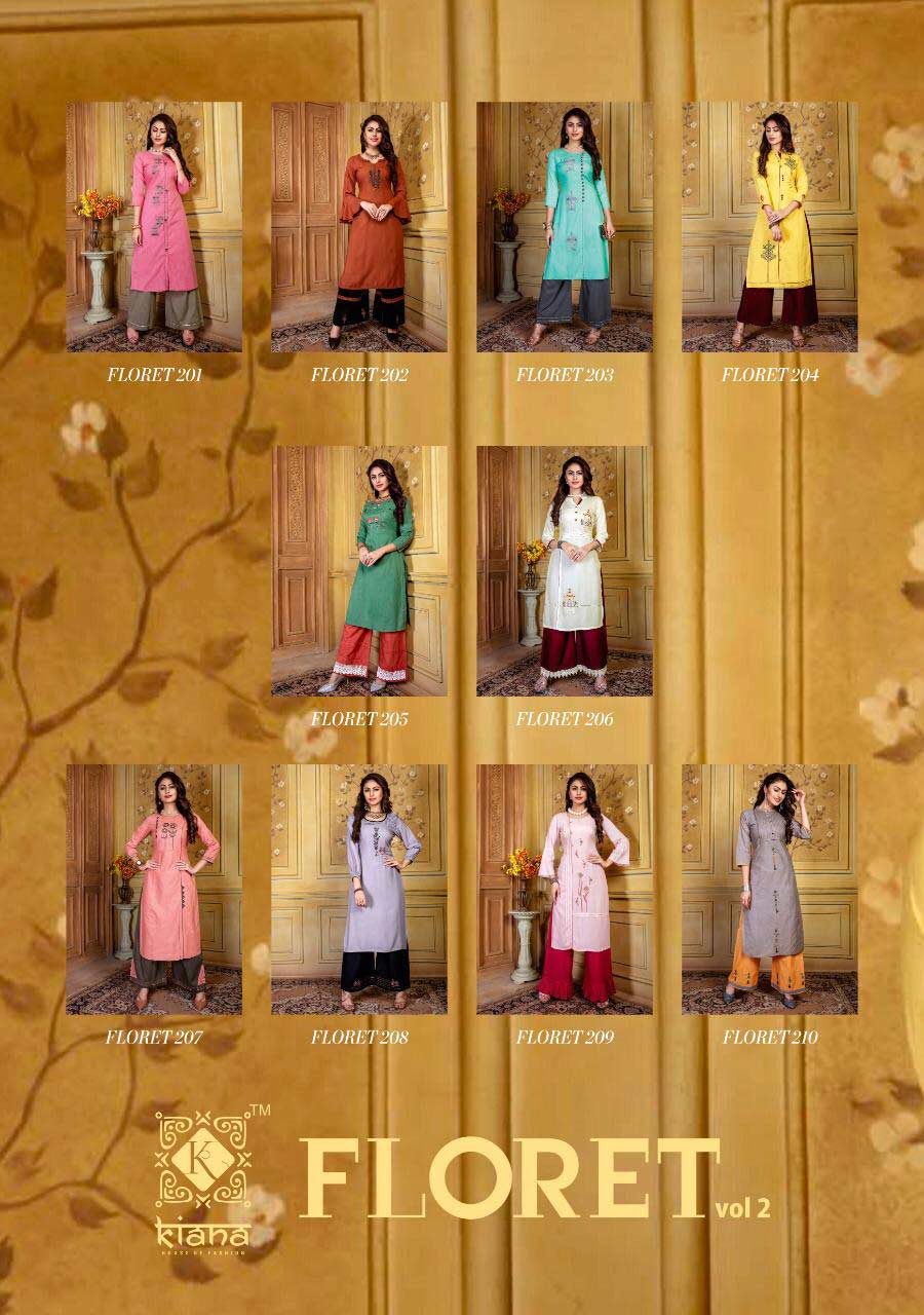 Floret Vol-2 Kiana Palazzo Embroidery Kurti Manufacturer Floret Vol-2 Kiana Palazzo Embroidery Kurti Manufacturer